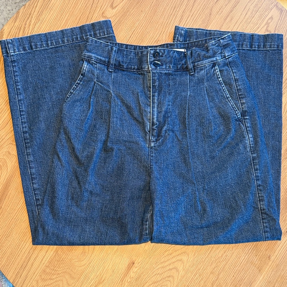 Madewell pleated wide leg Jeans, size 0